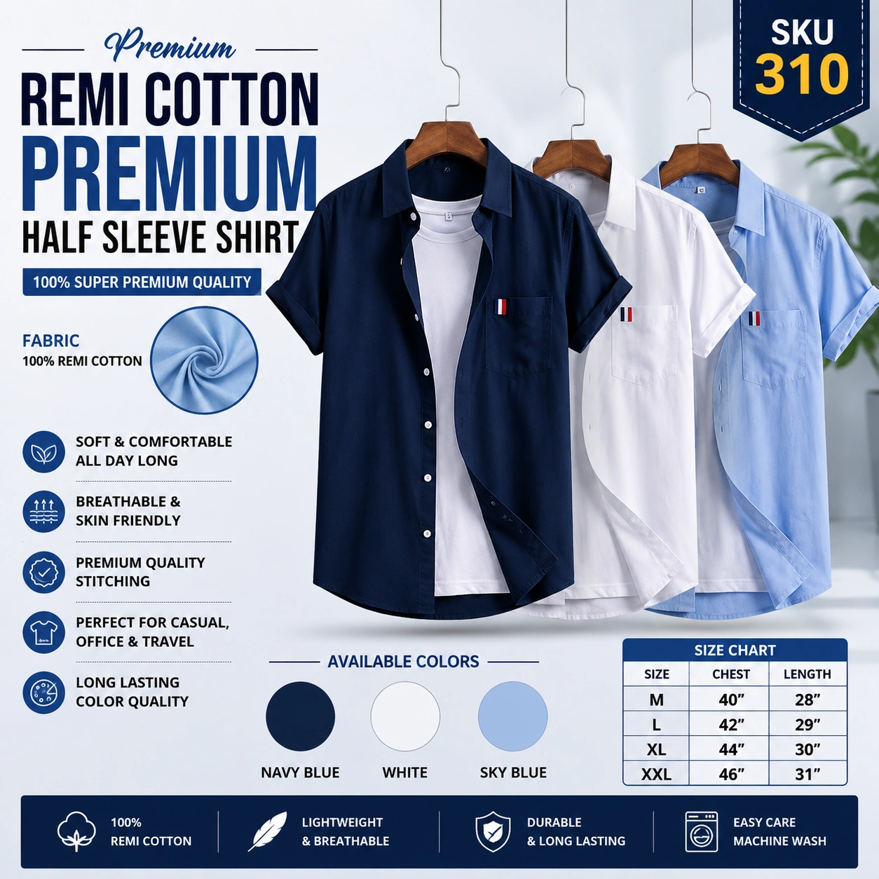 Remi Cotton Premium Half Sleeve Shirt for Men