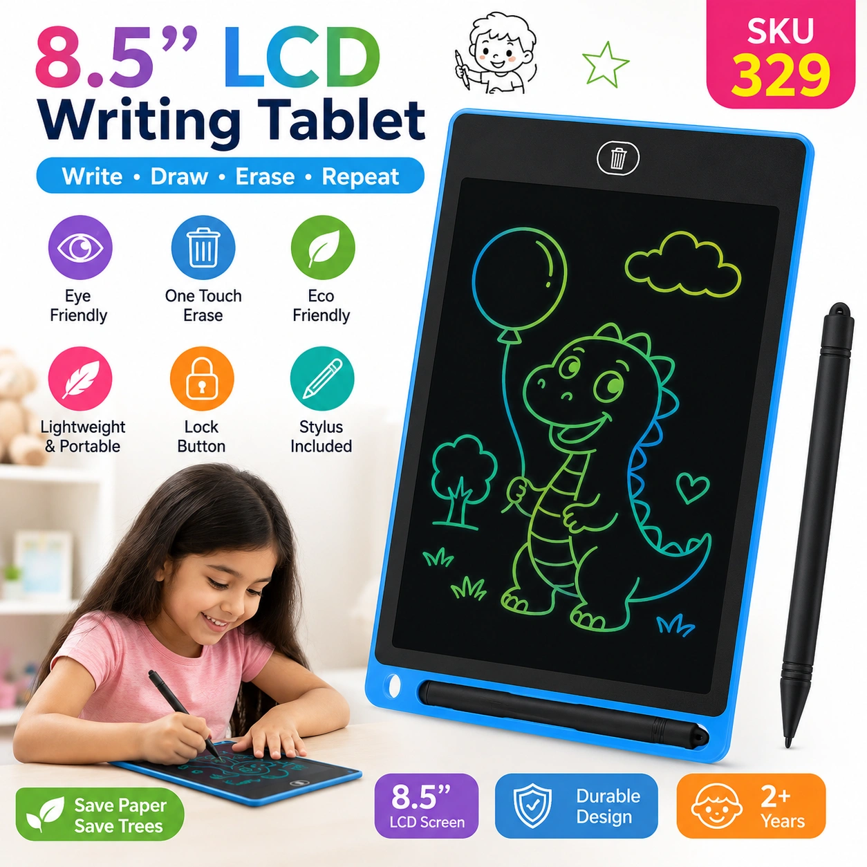 8.5 Inch LCD Writing Tablet & Digital Drawing Pad for Kids